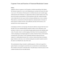 Cryptotart: Form and Functions of Tokenized Blockchain Content Cryptotart: Form and Functions of Tokenized Blockchain Content